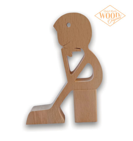 Ahşap Düşünen Adam Figürü